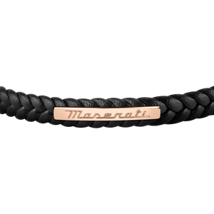 Maserati Black with Rose Gold Recycled Leather 225mm Bracelet