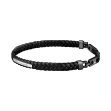 Load image into Gallery viewer, Maserati Black with Silver Recycled Leather 225mm Bracelet