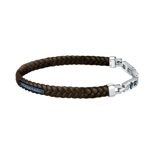 Maserati Brown with Blue Recycled Leather 225mm Bracelet