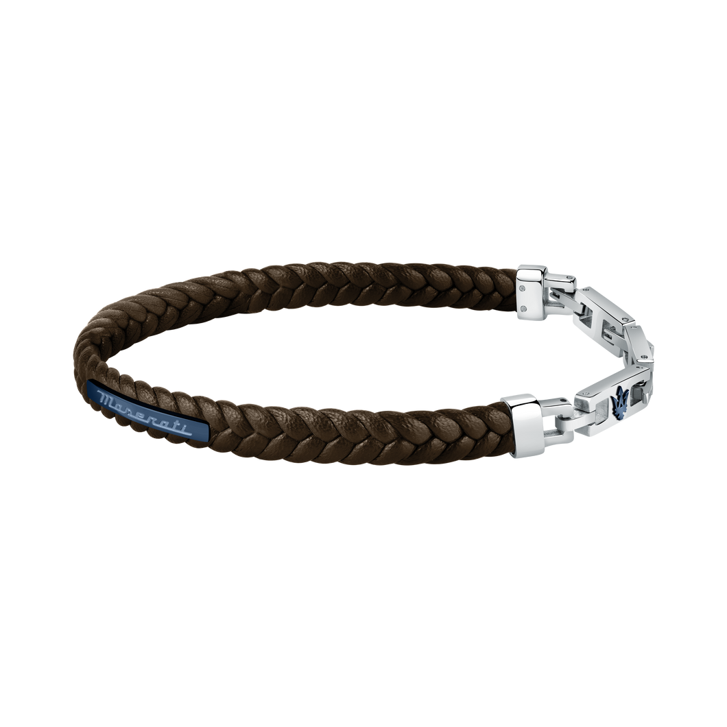 Maserati Brown with Blue Recycled Leather 225mm Bracelet