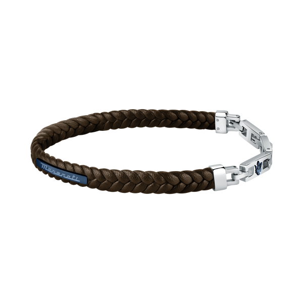 Maserati Brown with Blue Recycled Leather 225mm Bracelet