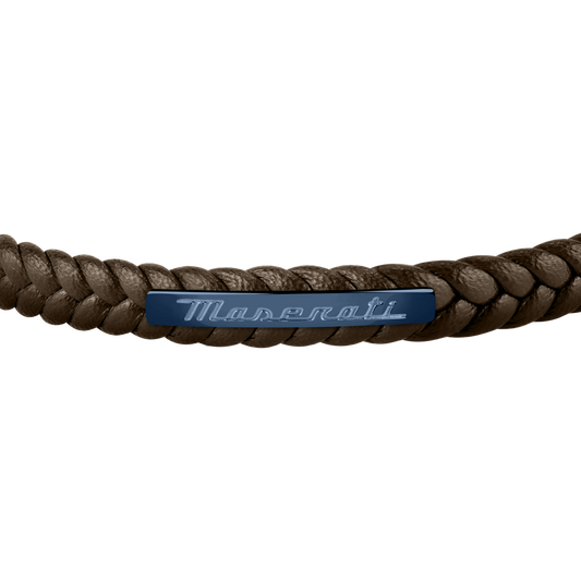 Maserati Brown with Blue Recycled Leather 225mm Bracelet