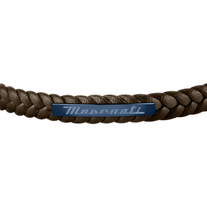 Maserati Brown with Blue Recycled Leather 225mm Bracelet