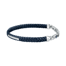 Load image into Gallery viewer, Maserati Blue with Silver Recycled Leather 225mm Bracelet