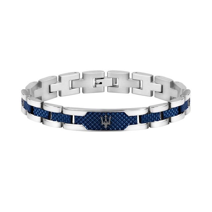 Maserati Dark Gunmetal and Blue Stainless Steel Jewels Bracelet