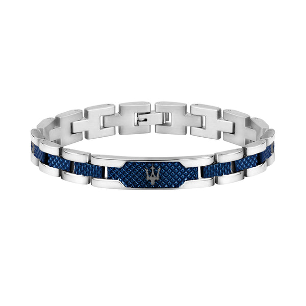 Maserati Dark Gunmetal and Blue Stainless Steel Bracelet