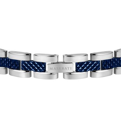 Maserati Dark Gunmetal and Blue Stainless Steel Bracelet