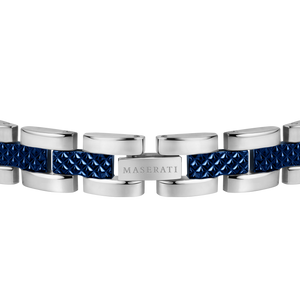 Maserati Dark Gunmetal and Blue Stainless Steel Bracelet