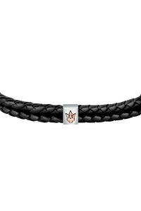 Maserati Men's Black Woven Leather Bracelet