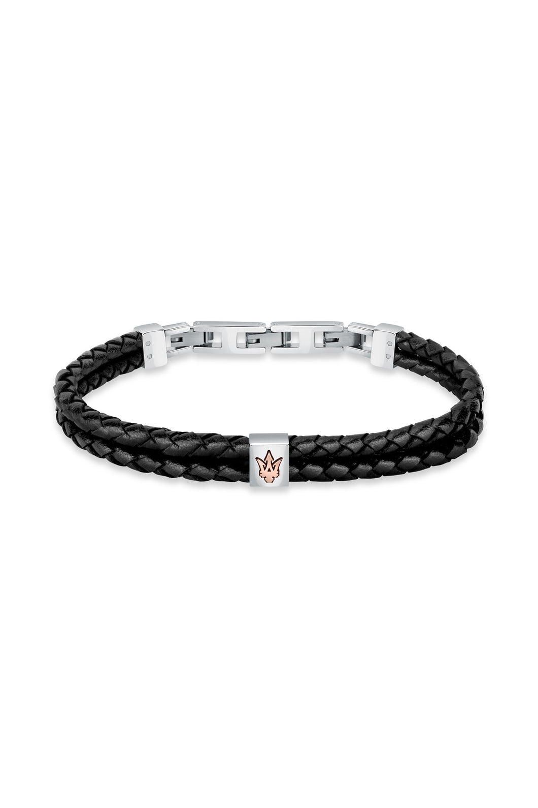 Maserati Men's Black Woven Leather Bracelet