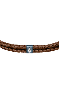 Maserati Men's Brown Woven Leather Bracelet