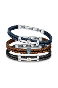 Maserati Men's Brown Woven Leather Bracelet