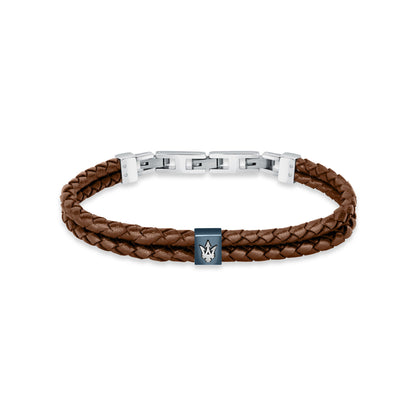 Maserati Men's Brown Woven Leather Bracelet