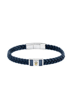 Load image into Gallery viewer, Maserati Men&#39;s Blue Interlaced Leather and Steel Bracelet