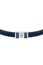 Load image into Gallery viewer, Maserati Men&#39;s Blue Interlaced Leather and Steel Bracelet