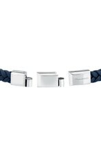 Load image into Gallery viewer, Maserati Men&#39;s Blue Interlaced Leather and Steel Bracelet