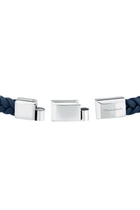 Maserati Men's Blue Interlaced Leather and Steel Bracelet