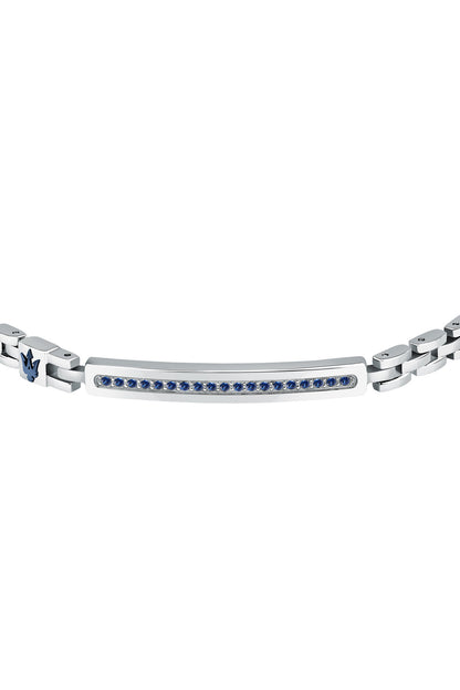 Maserati Men's Stainless Steel Blue Logo Bracelet