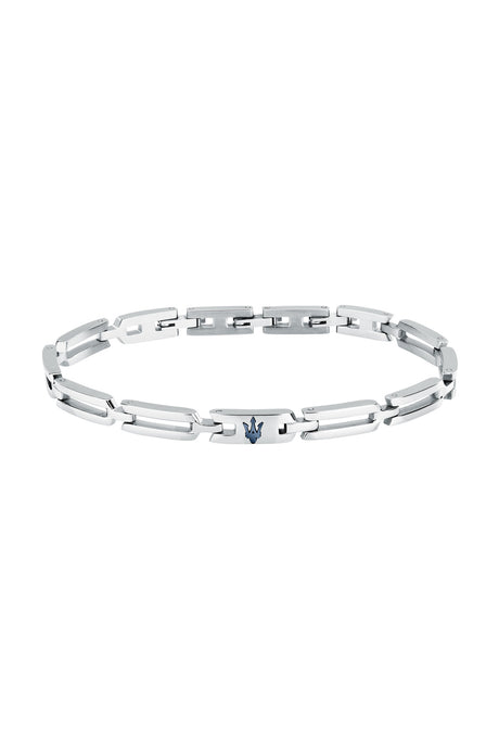 Maserati Men's Iconic Stainless Steel Blue Logo Bracelet