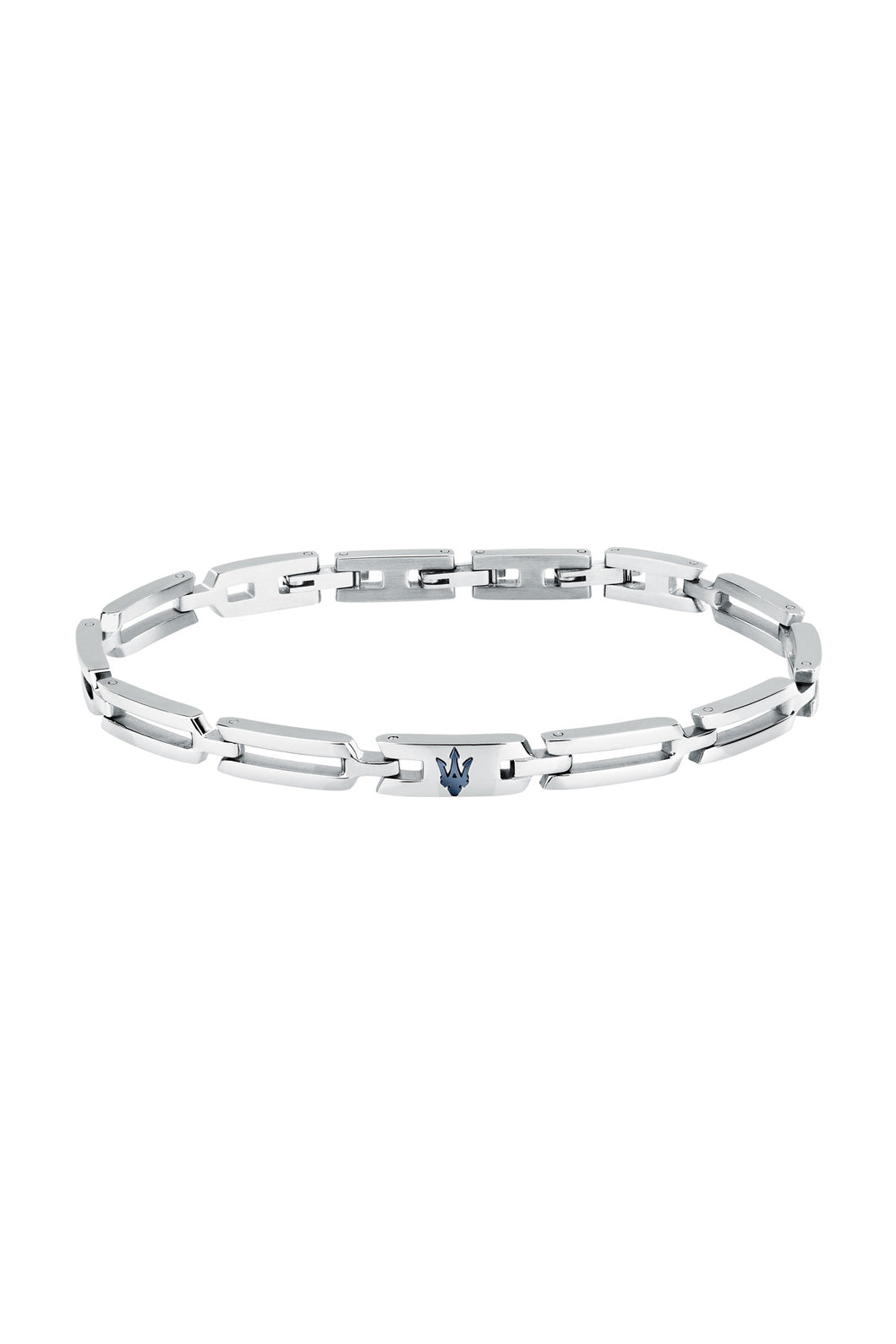 Maserati Men's Iconic Stainless Steel Blue Logo Bracelet