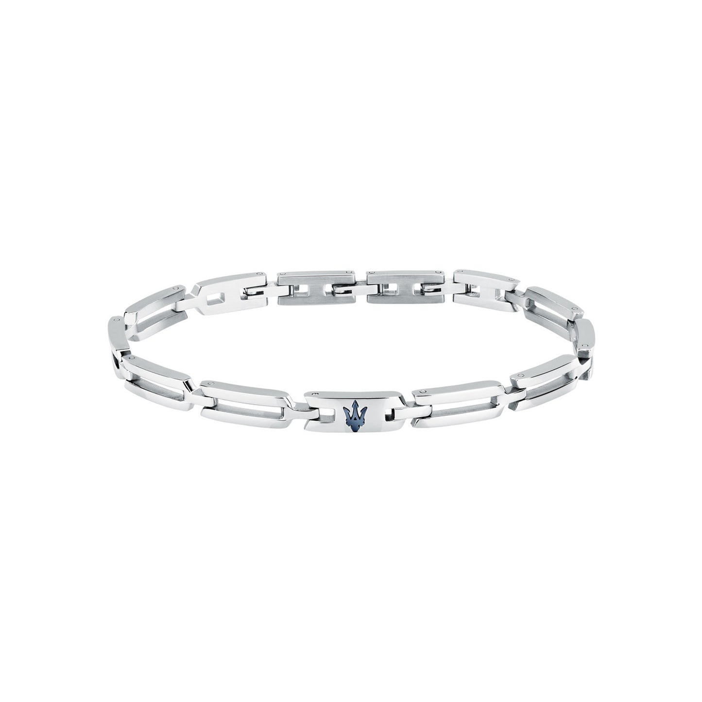 Maserati Men's Iconic Stainless Steel Blue Logo Bracelet