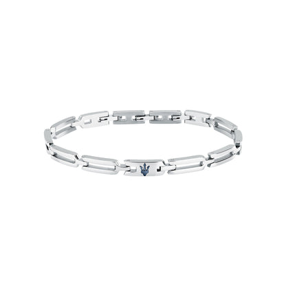 Maserati Men's Iconic Stainless Steel Blue Logo Bracelet
