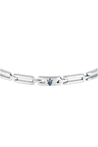 Maserati Men's Iconic Stainless Steel Blue Logo Bracelet