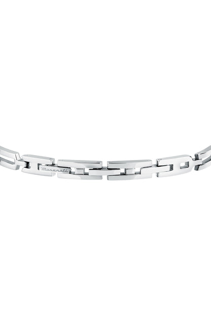 Maserati Men's Iconic Stainless Steel Blue Logo Bracelet