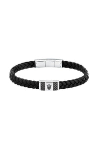 Maserati Men's Gun Metal Leather Bracelet