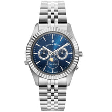 Load image into Gallery viewer, JDM Inspiration Moonphase Day-Date Silver Blue 5 ATM