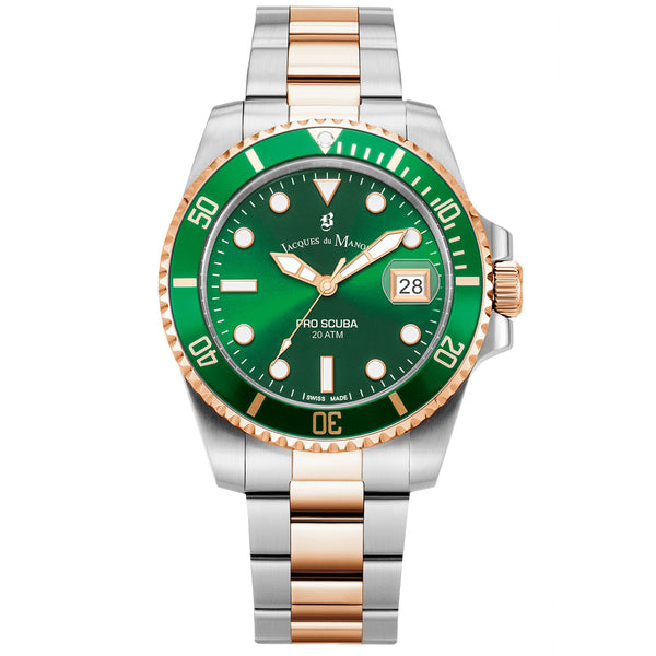 JDM Swiss-Made Pro Scuba 43 Two Tone Green Watch