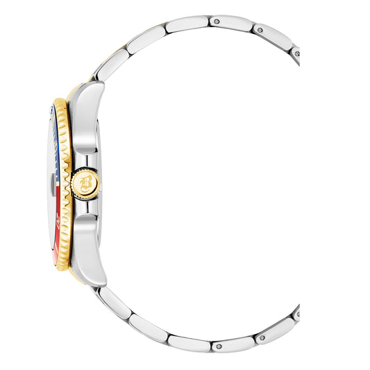 Jacques Du Manoir Swiss-Made Pro Scuba 43mm 200m Water Resistant Two Tone Red/Blue Bezel Watch