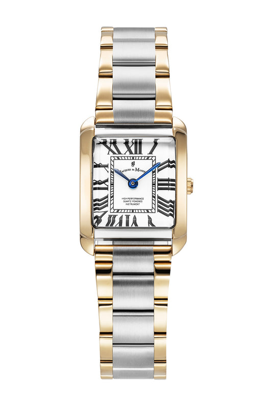 JDM Emily 22x19mm White Dial Two Tone Gold Strap Watch