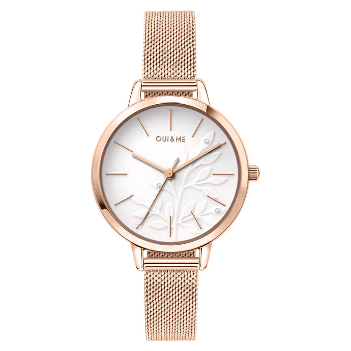 Oui&Me Fleurette 34mm 3D Floral Rose Gold Watch