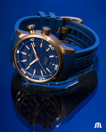 Maurice Lacroix Swiss Made Pontos S Diver 42mm Dark Blue Leather Dual Strap Watch