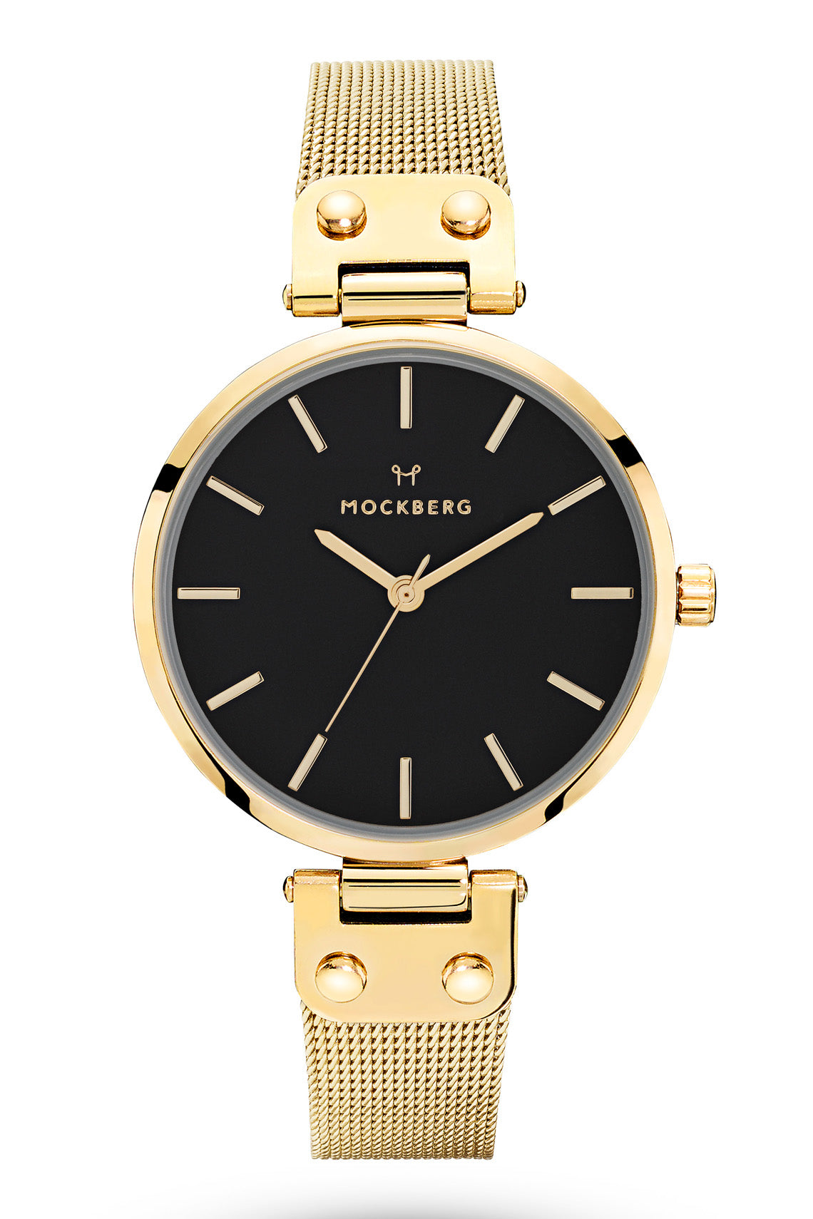 Mockberg Livia Noir 34mm Black Dial Gold Mesh Strap Watch