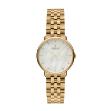 Load image into Gallery viewer, Nordgreen Native 28mm Gold 5 Link Bracelet Mother of Pearl Watch