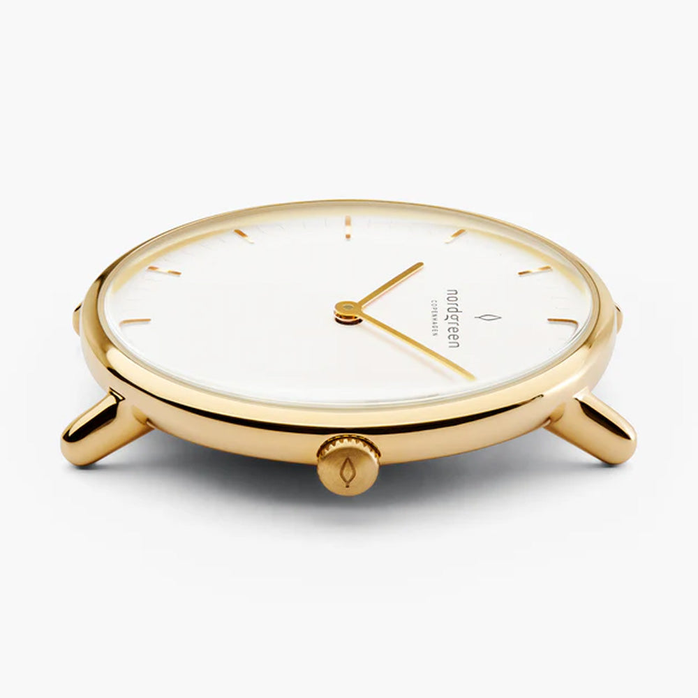 Nordgreen Native 28mm Gold 5 Link Stainless Steel Strap Watch