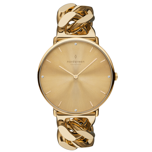 Nordgreen Native 28mm Gold Chain Crystal Dial Watch