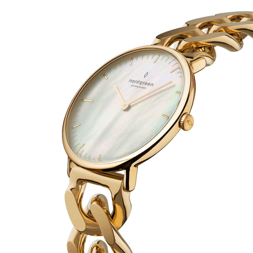 Nordgreen Native 28mm Rose Gold Chain MOP Watch