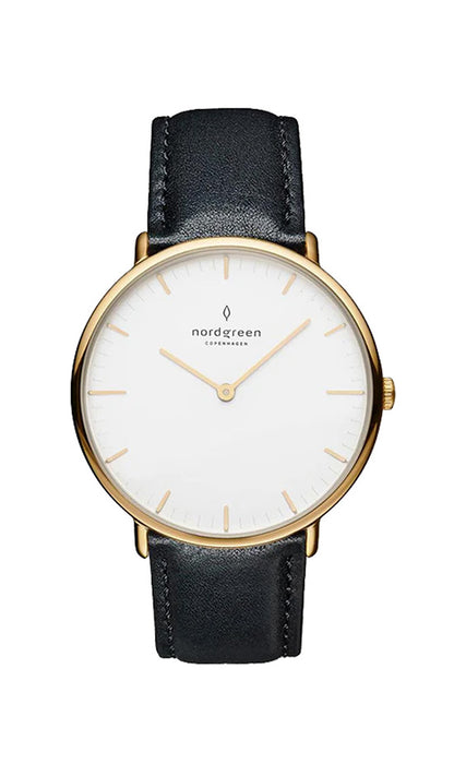 Nordgreen Native 32mm Black Leather Strap Watch