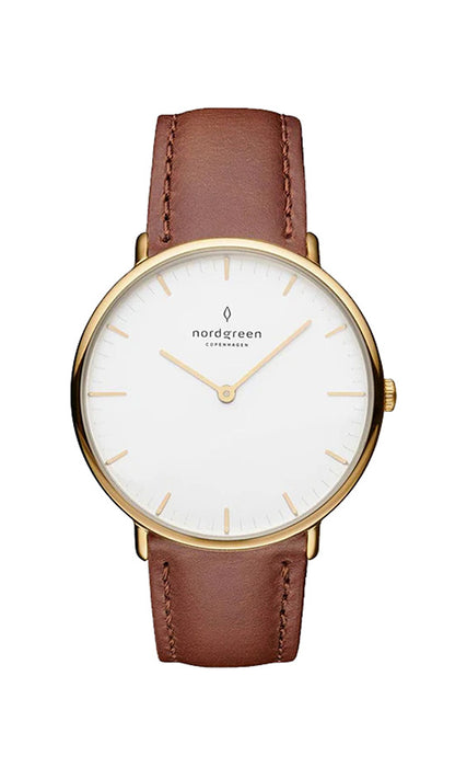 Nordgreen Native 32mm Brown Leather Strap Watch