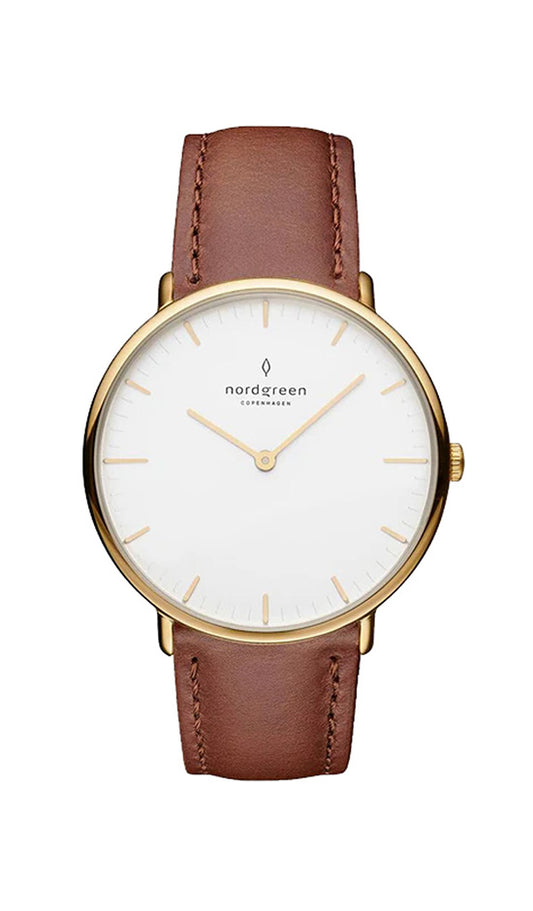 Nordgreen Native 32mm Brown Leather Strap Watch