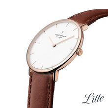 Load image into Gallery viewer, Nordgreen Native 32mm Rose Gold Case Brown Leather Strap Watch