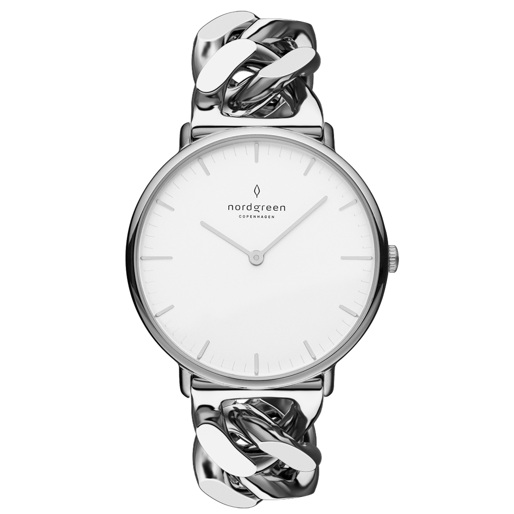 Nordgreen Native 32mm Silver Chain Link Watch