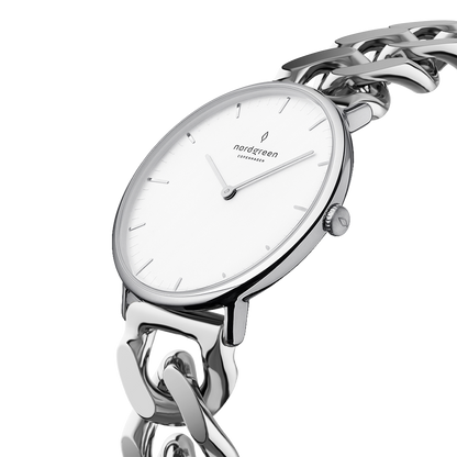 Nordgreen Native 32mm Silver Chain Link Watch