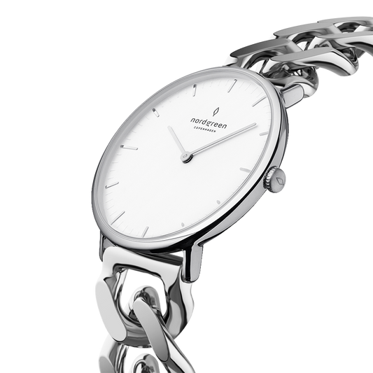 Nordgreen Native 32mm Silver Chain Link Watch