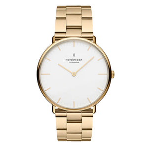 Nordgreen Native 36mm Gold 3 Link Stainless Steel Strap Watch