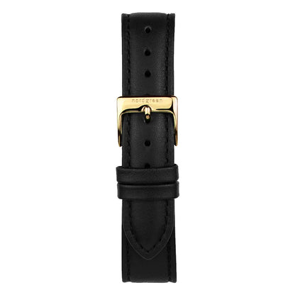 Nordgreen Native 36mm Yellow Gold Case Black Leather Strap Watch
