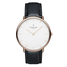 Load image into Gallery viewer, Nordgreen Native 36mm Rose Gold Case Black Leather Watch